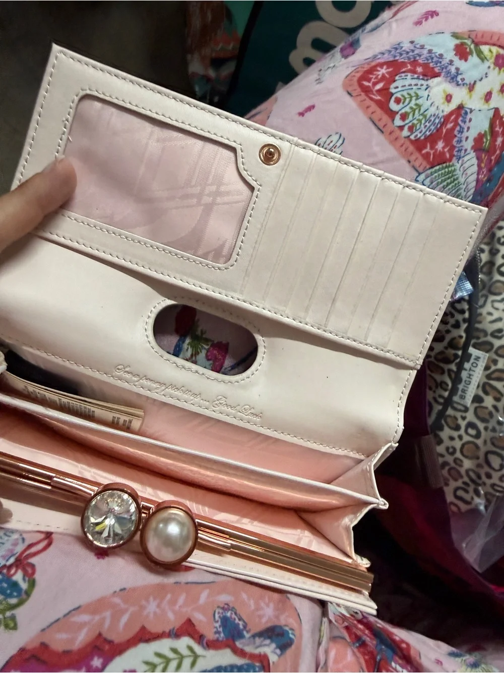 NWT Ted Baker Pink Gradient Swan Print Wallet